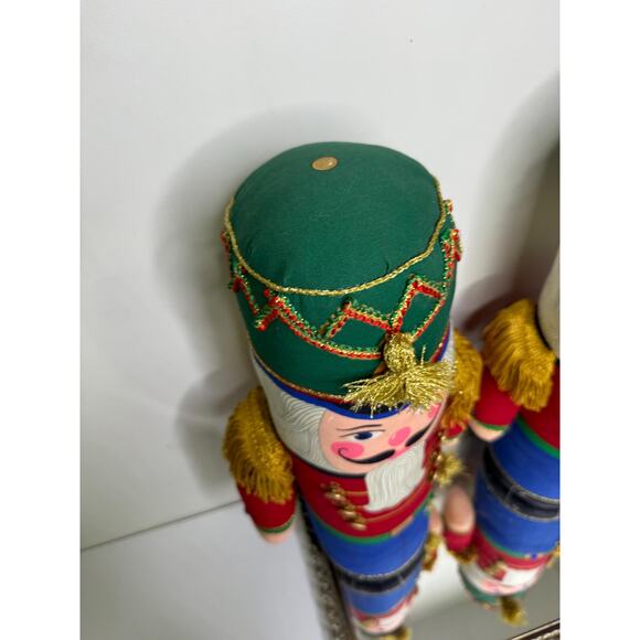 Vintage Pair of Christmas Nutcracker Soldier Bean Plush Figure Doorstop 17" - Picture 4 of 10